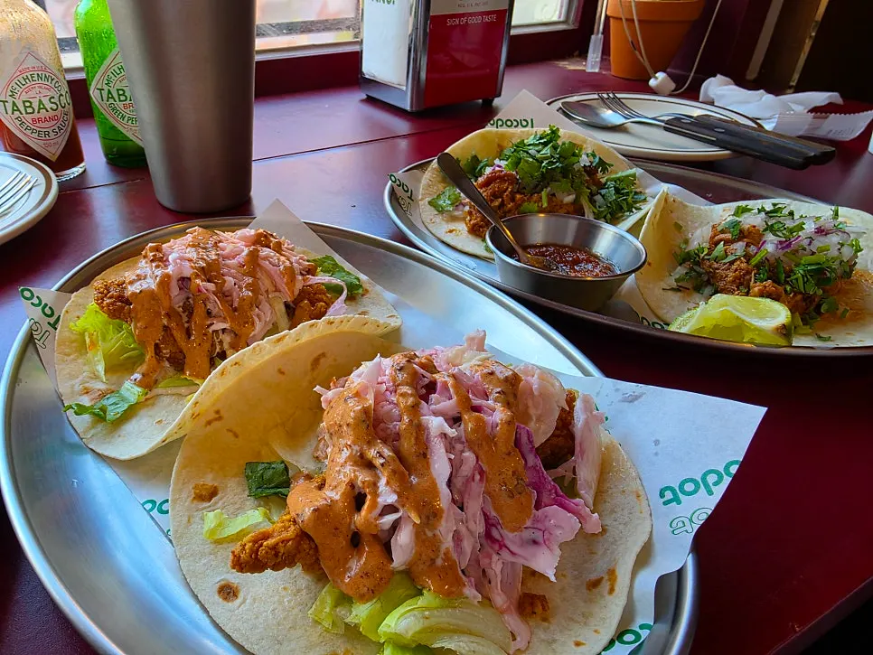 Table at Taco Dot Mangwon Market Main Branch after the meal