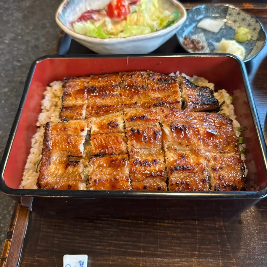 먹는 중인 장어덮밥
