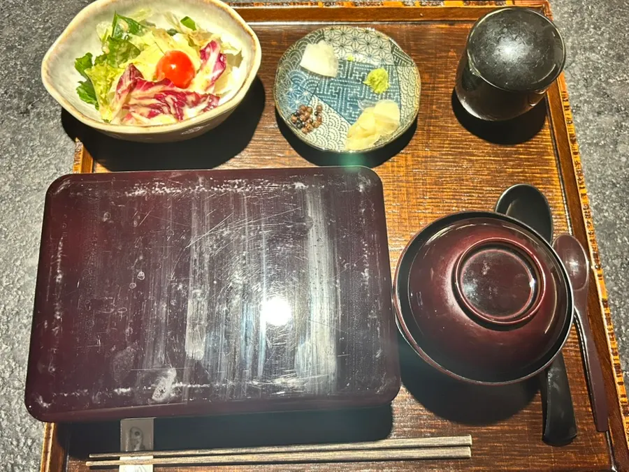 Full eel rice bowl spread for two