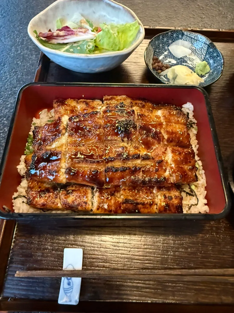 Manmok eel rice bowl piled generously over rice