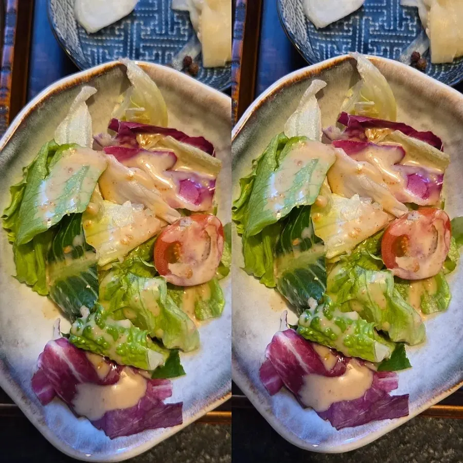 Plate of acorn jelly and salad