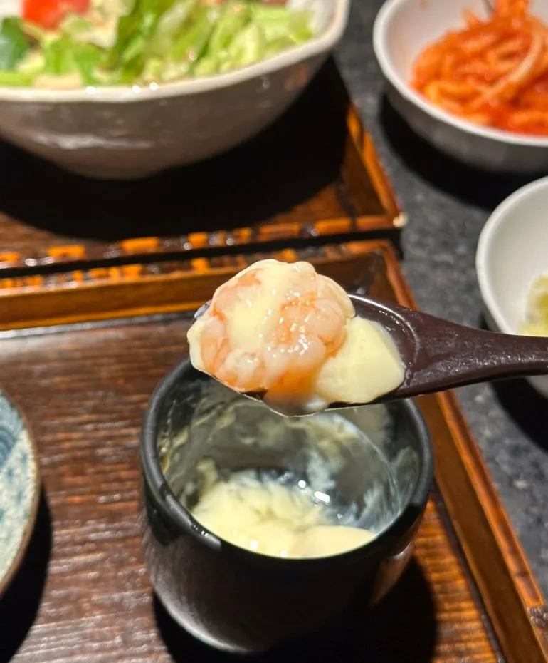 Warm chawanmushi with shrimp