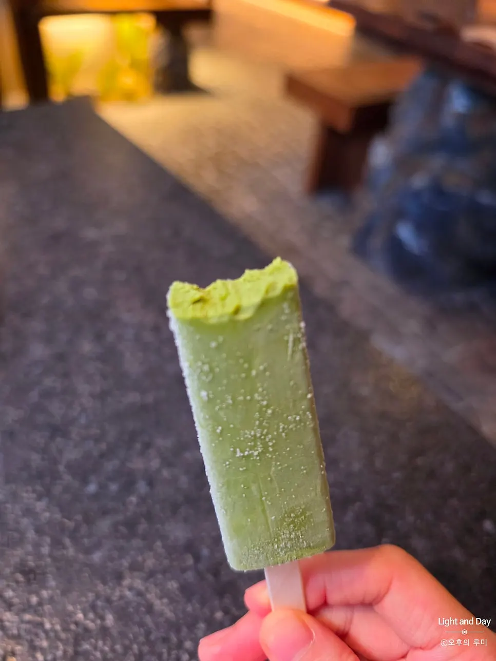 Matcha ice bar dessert at Manmok
