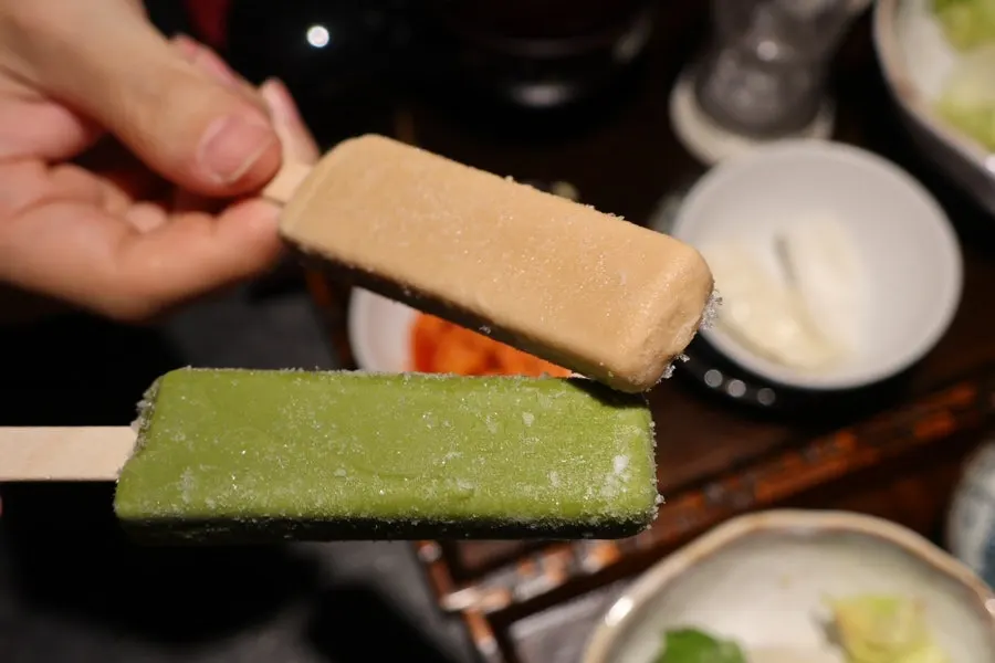 Black tea and matcha flavored housemade ice cream