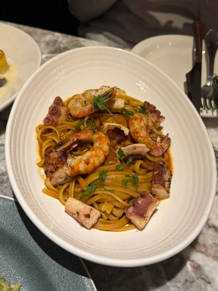 Gamtae pesto seafood barley risotto