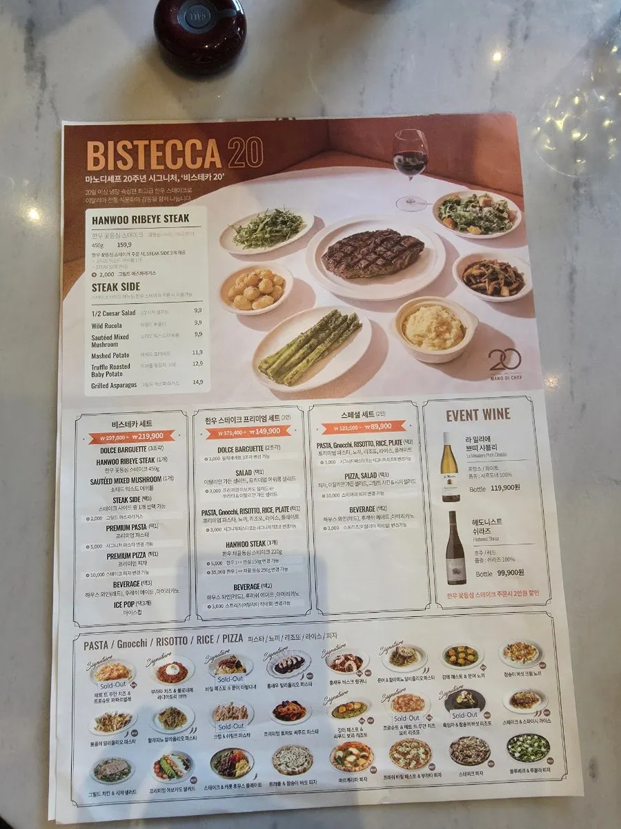 Full table spread of the steak set dishes