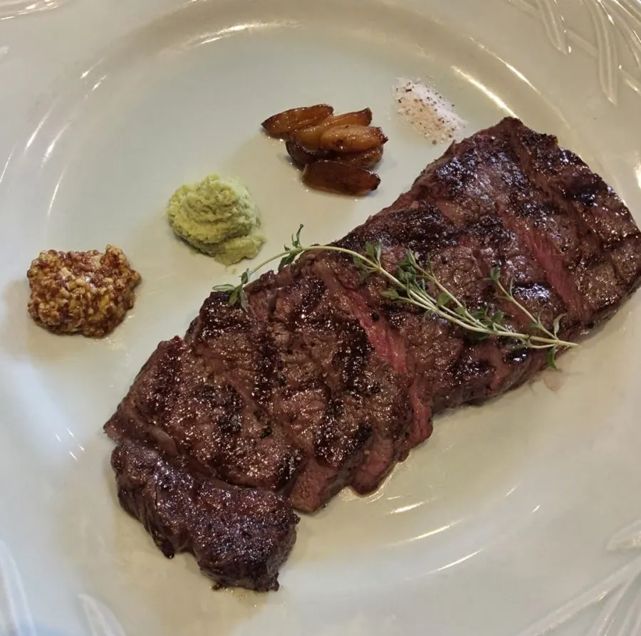 Basic hanger steak cooked medium