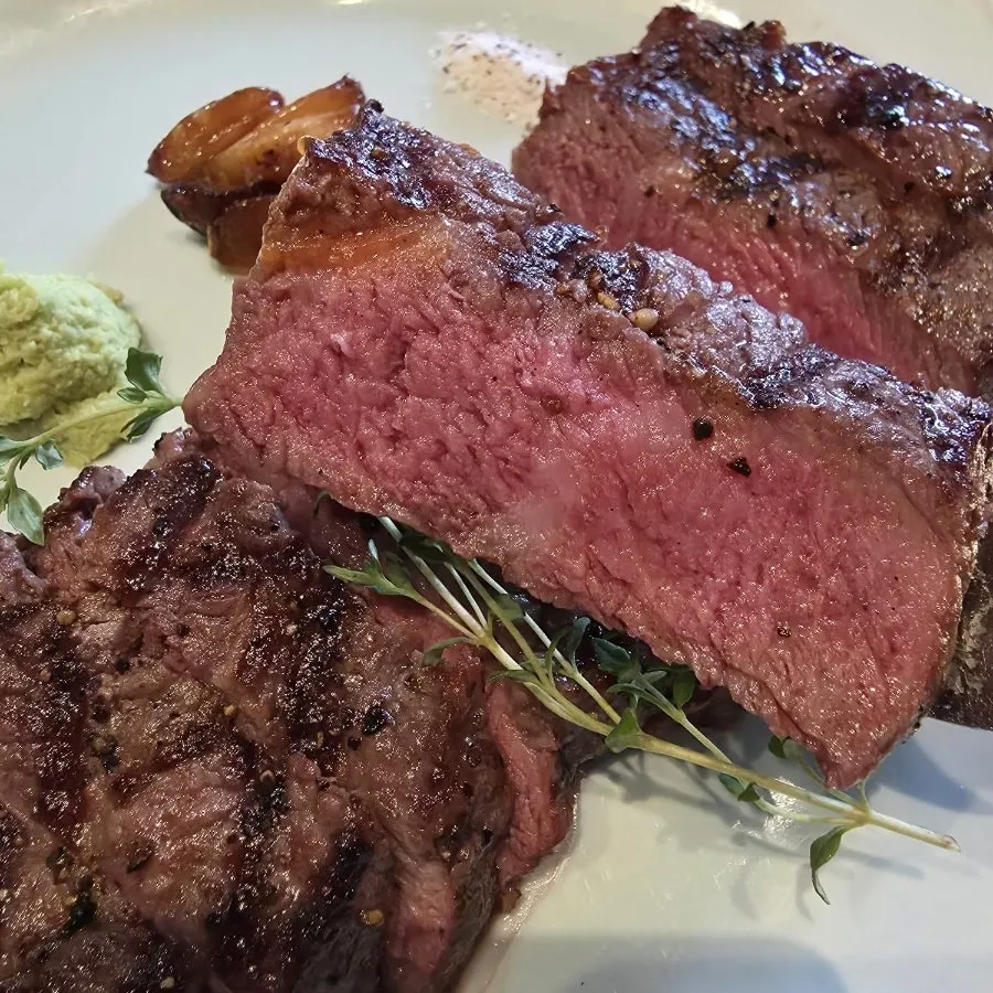 Steak set dishes arranged together on the table