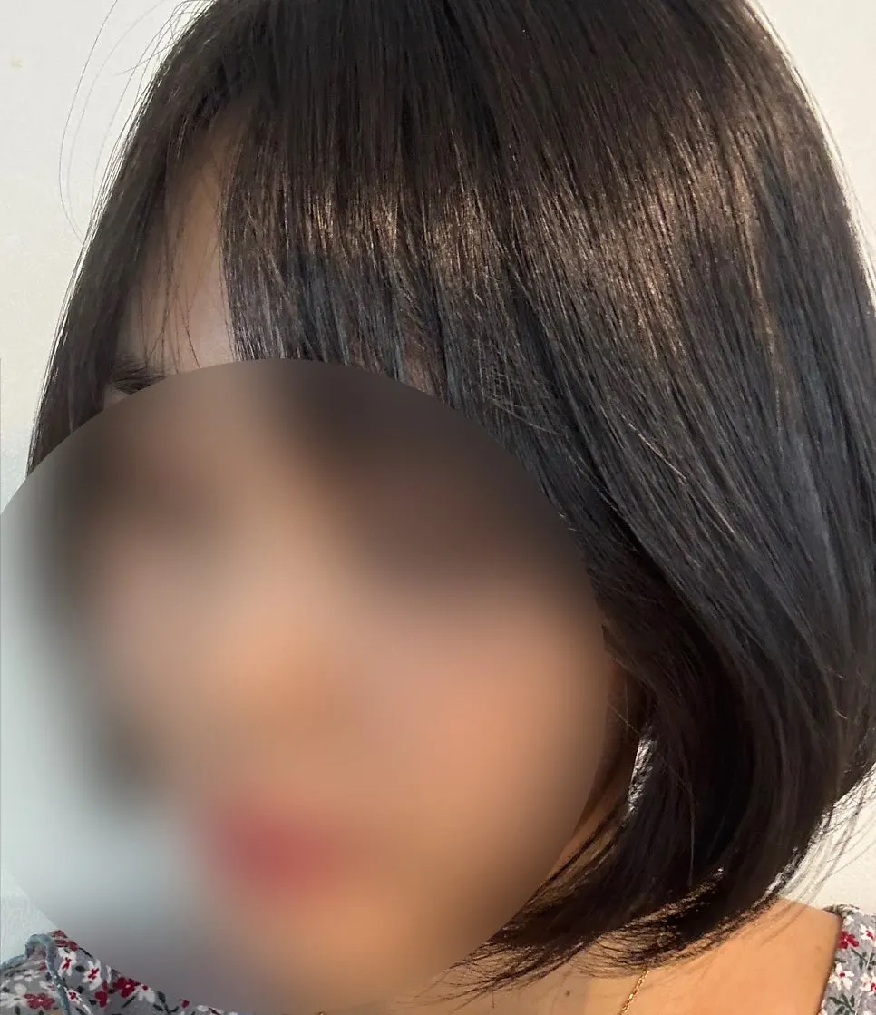 Full styling view after the bob cut