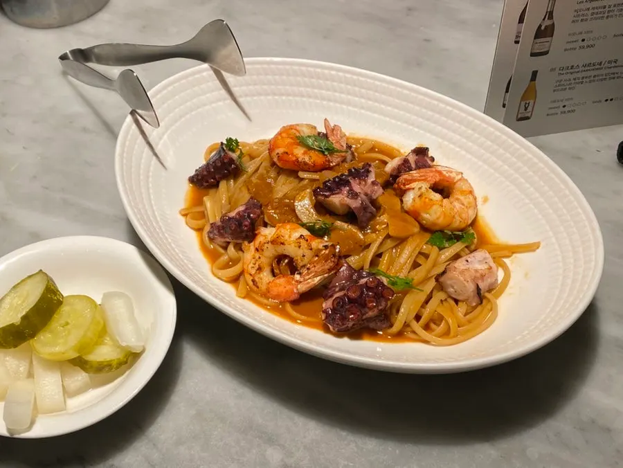 Linguine in a rich bisque sauce