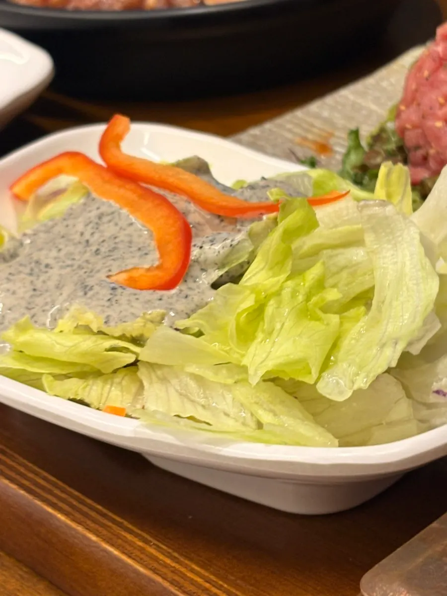 Plate of side dishes brought from the self-serve bar