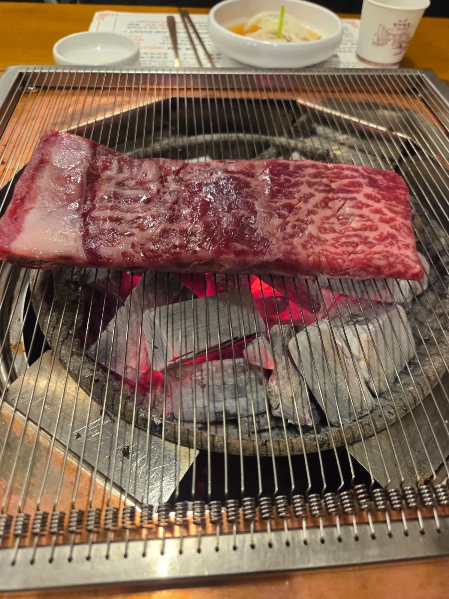 숯불에 올린 생소갈비