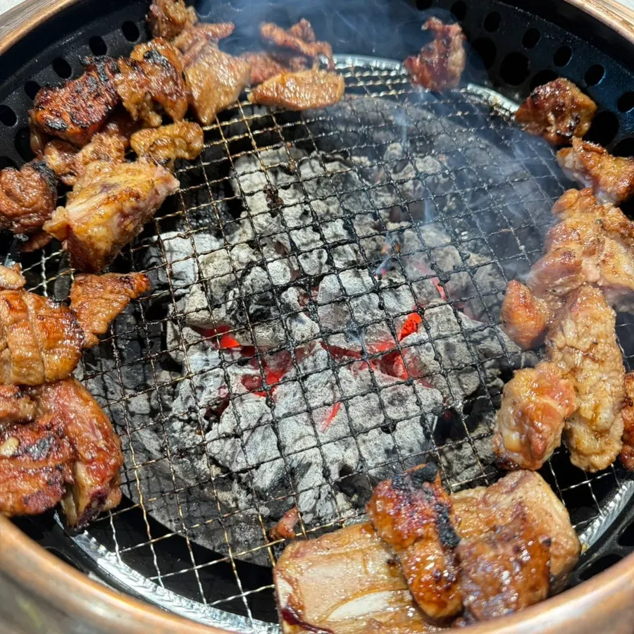 Golden-brown grilled seasoned pork galbi