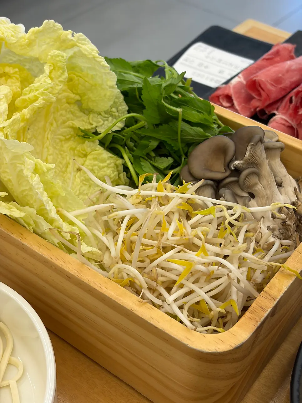 Close-up of the red spicy broth