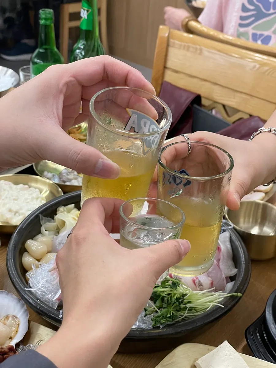 Table full of drinking snacks