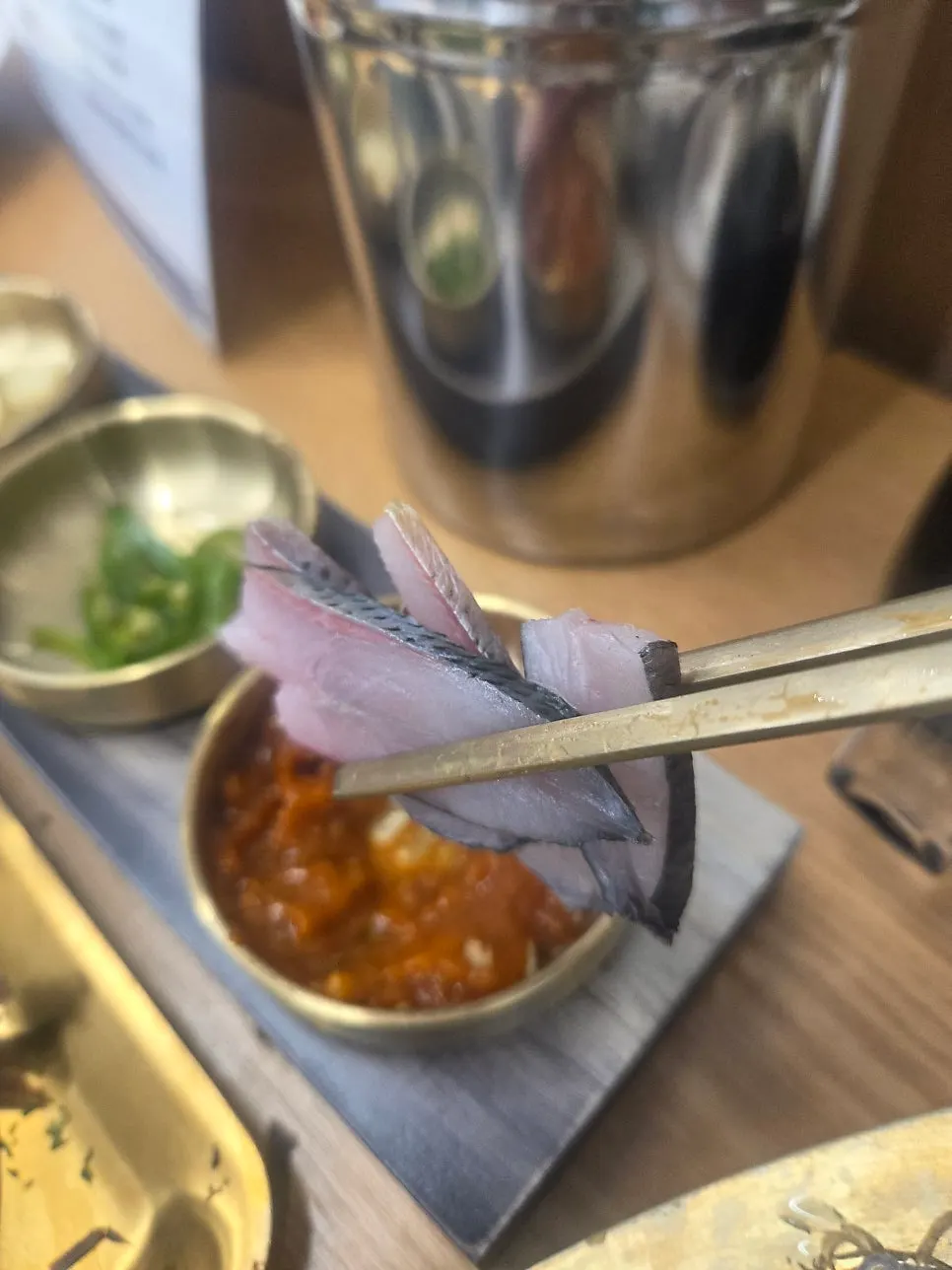Close-up of fresh shrimp sashimi and mixed sashimi plate