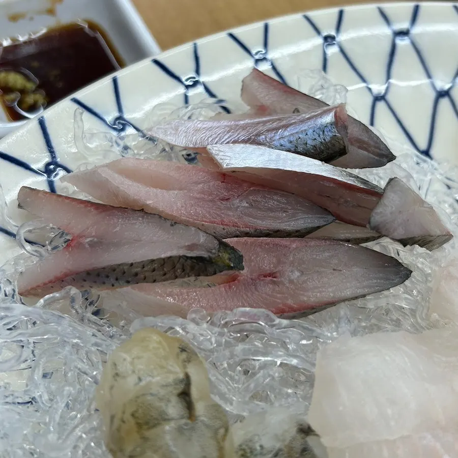 Plate of seasonal gizzard shad sashimi