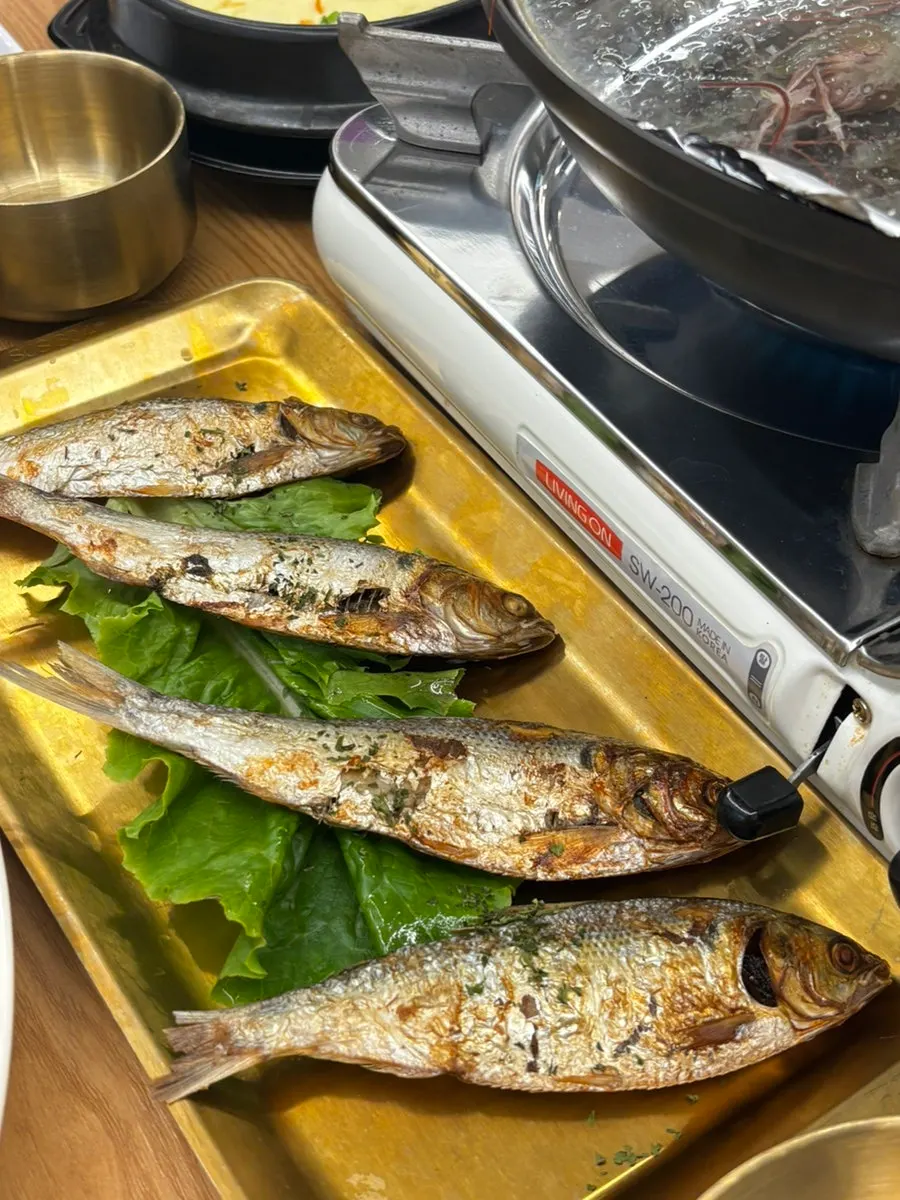 Part of the table with gizzard shad and assorted sashimi