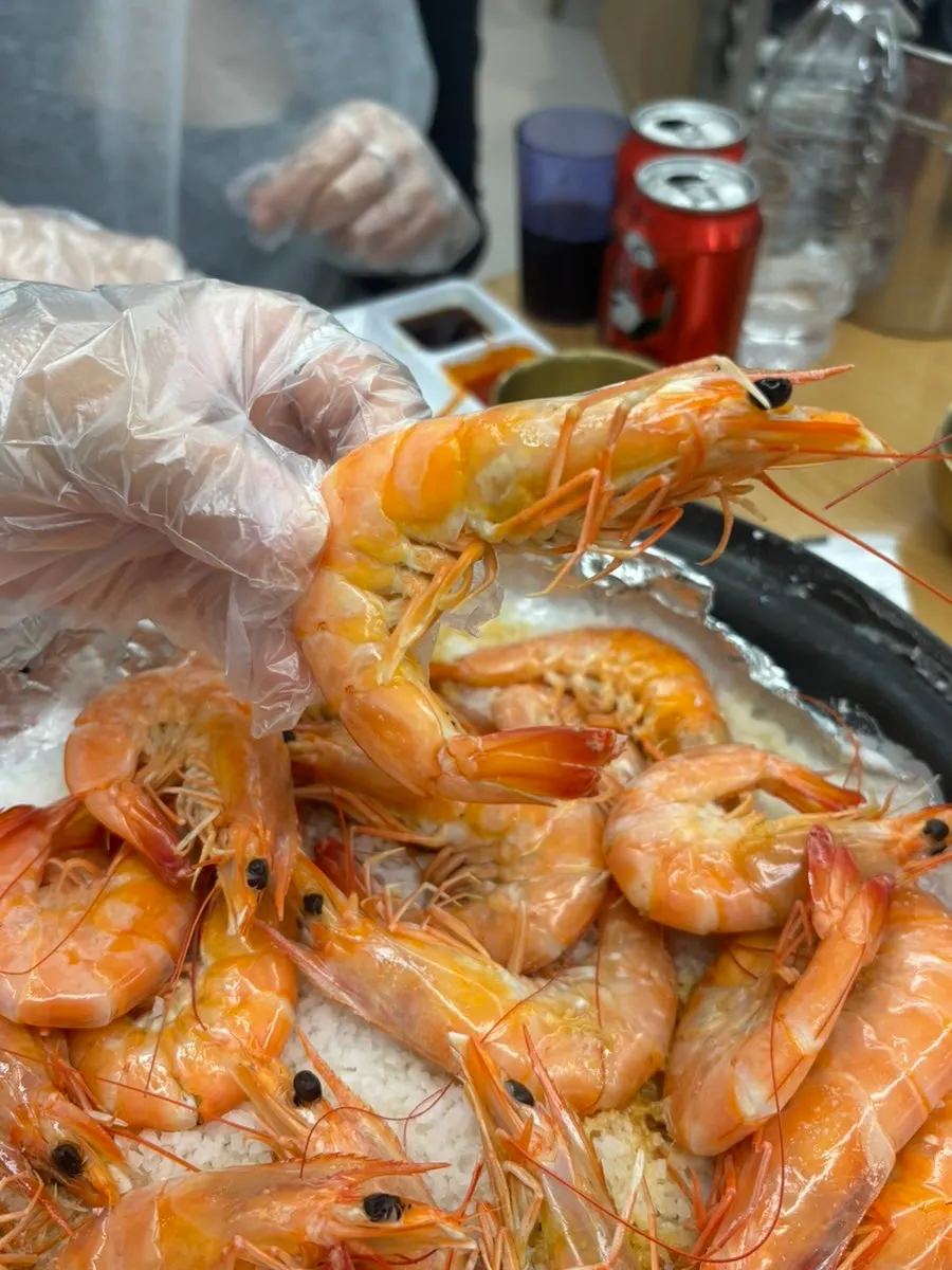 Plump shrimp meat close-up