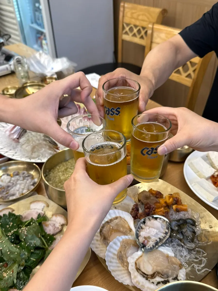 Family toasting together at the meal