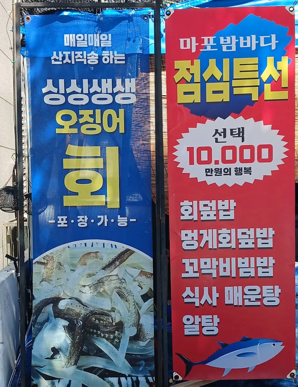 가게 앞 수조 속 해산물
