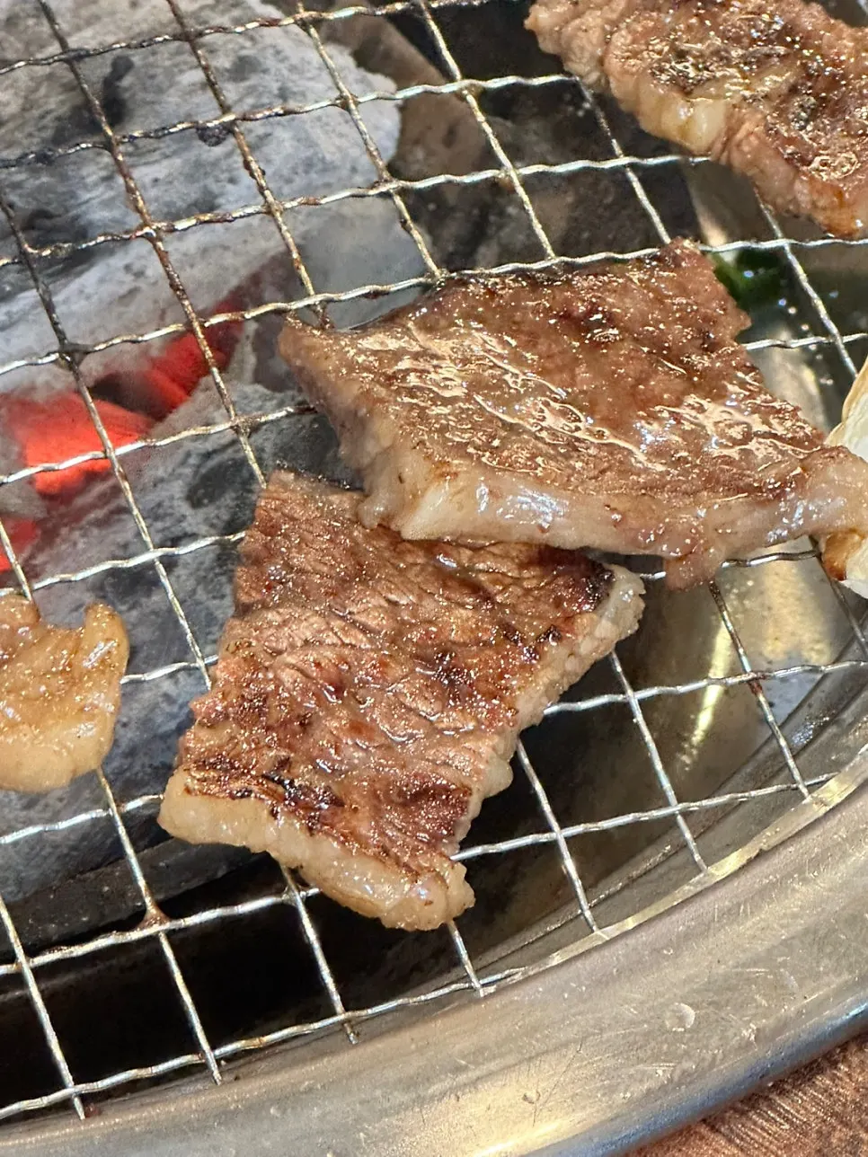 Seasoned LA galbi on the grill