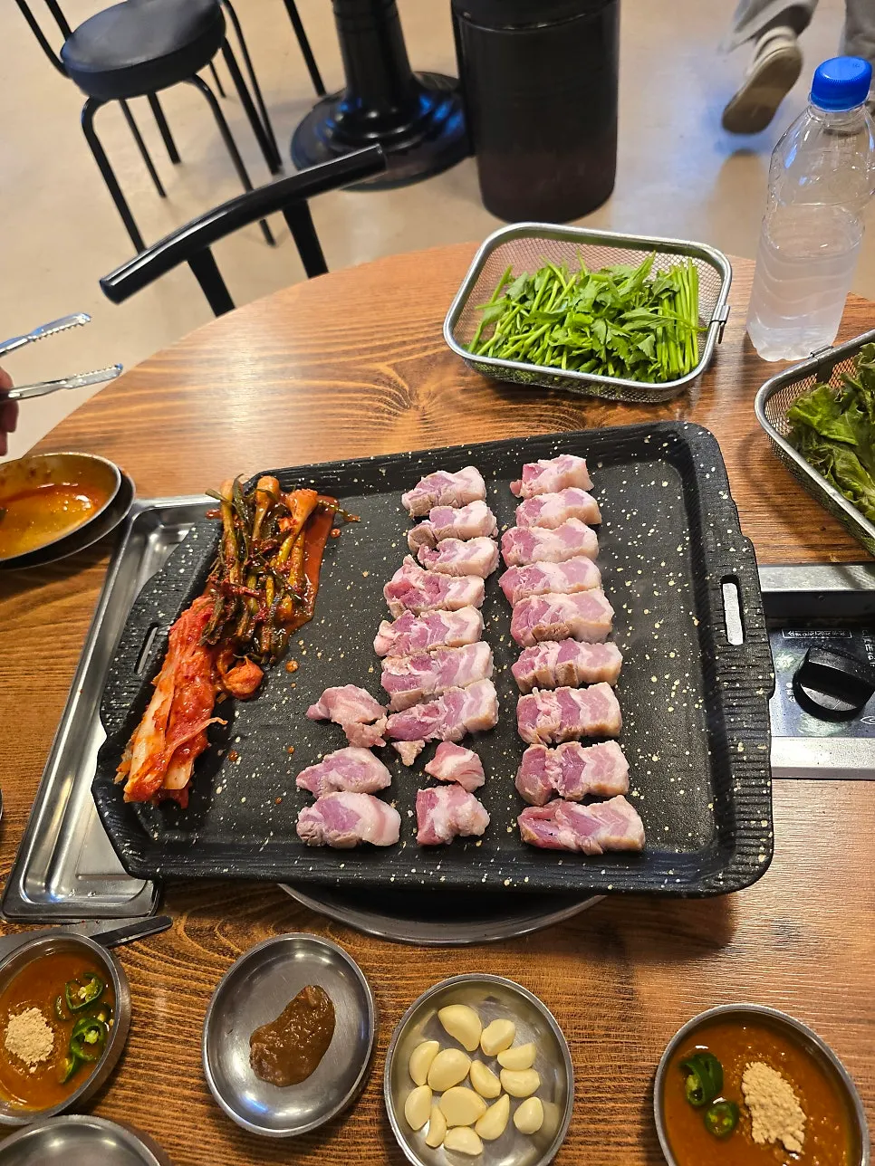 Cross-section of whole pork belly with thick fat
