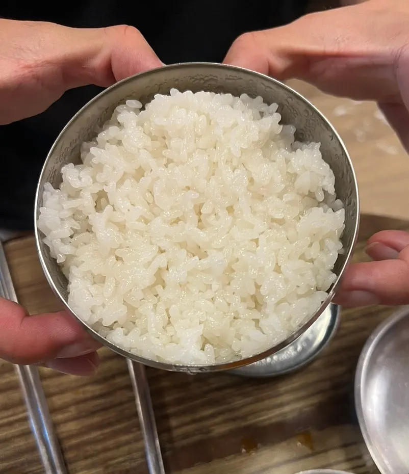 Separately ordered rice with doenjang jjigae