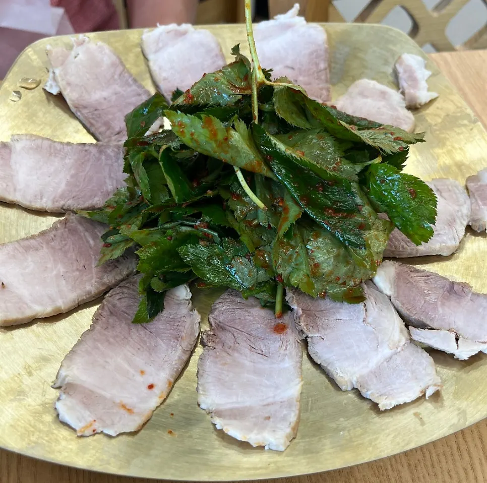 Close-up of a plate with several sashimi varieties