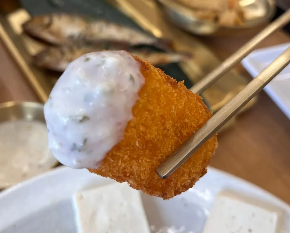 Close-up of fried shrimp heads