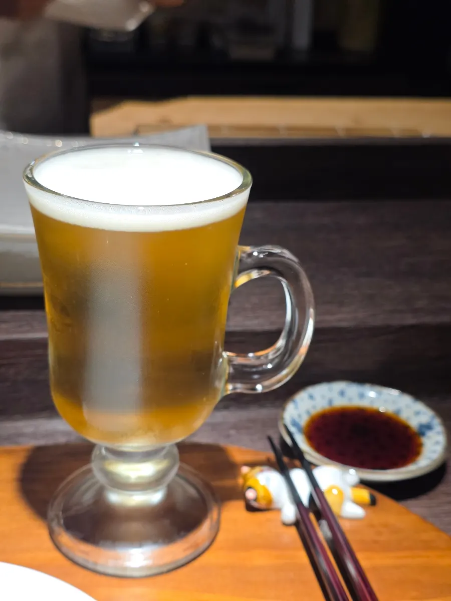 Draft beer served timed with the sushi course