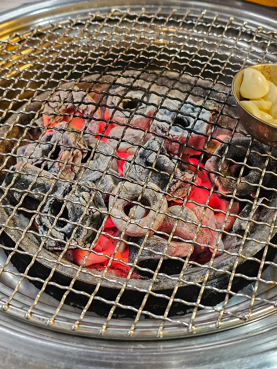 Charcoal brazier placed on the table