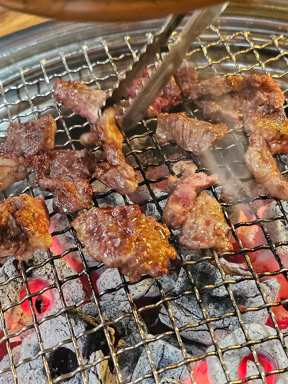Beef ribs cooking to just the right point