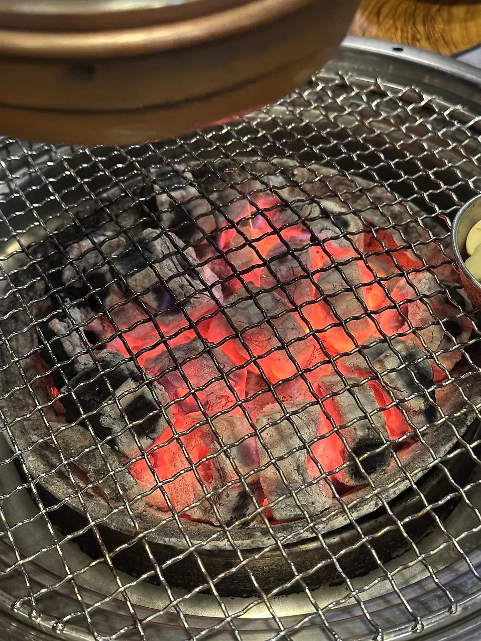 Charcoal placed on the table