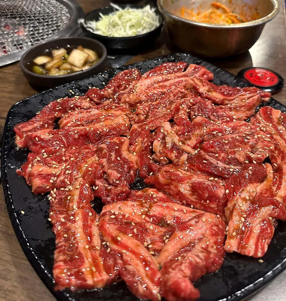 A grilled piece of beef rib at Mapo Mokjang