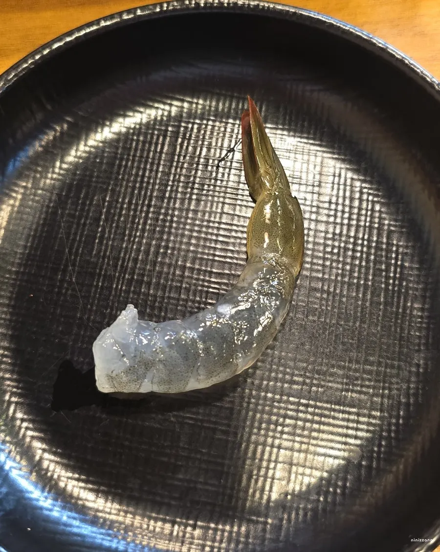 Prepared raw shrimp sashimi