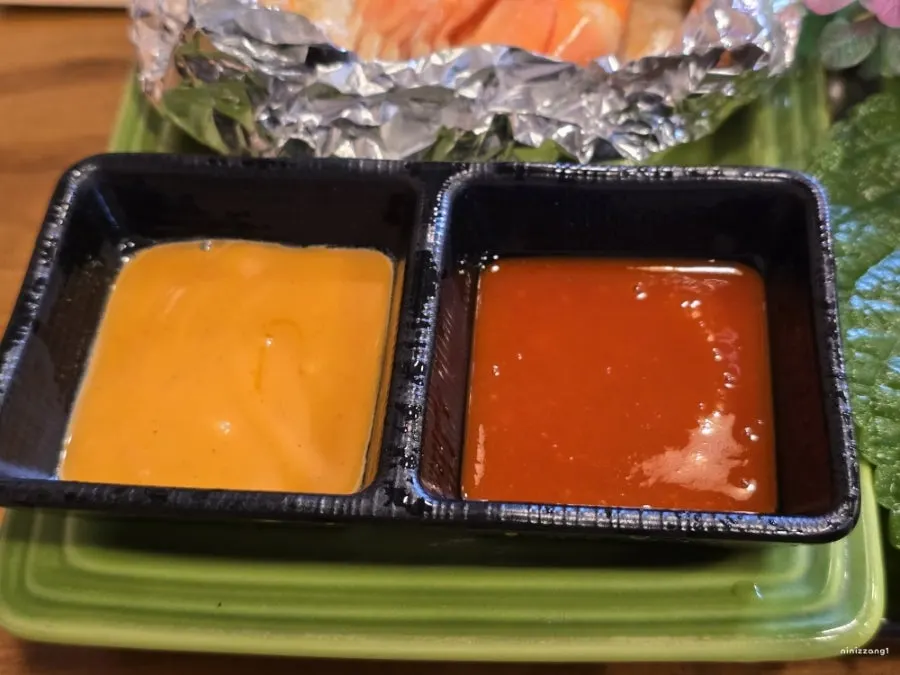 Raw shrimp sashimi set components