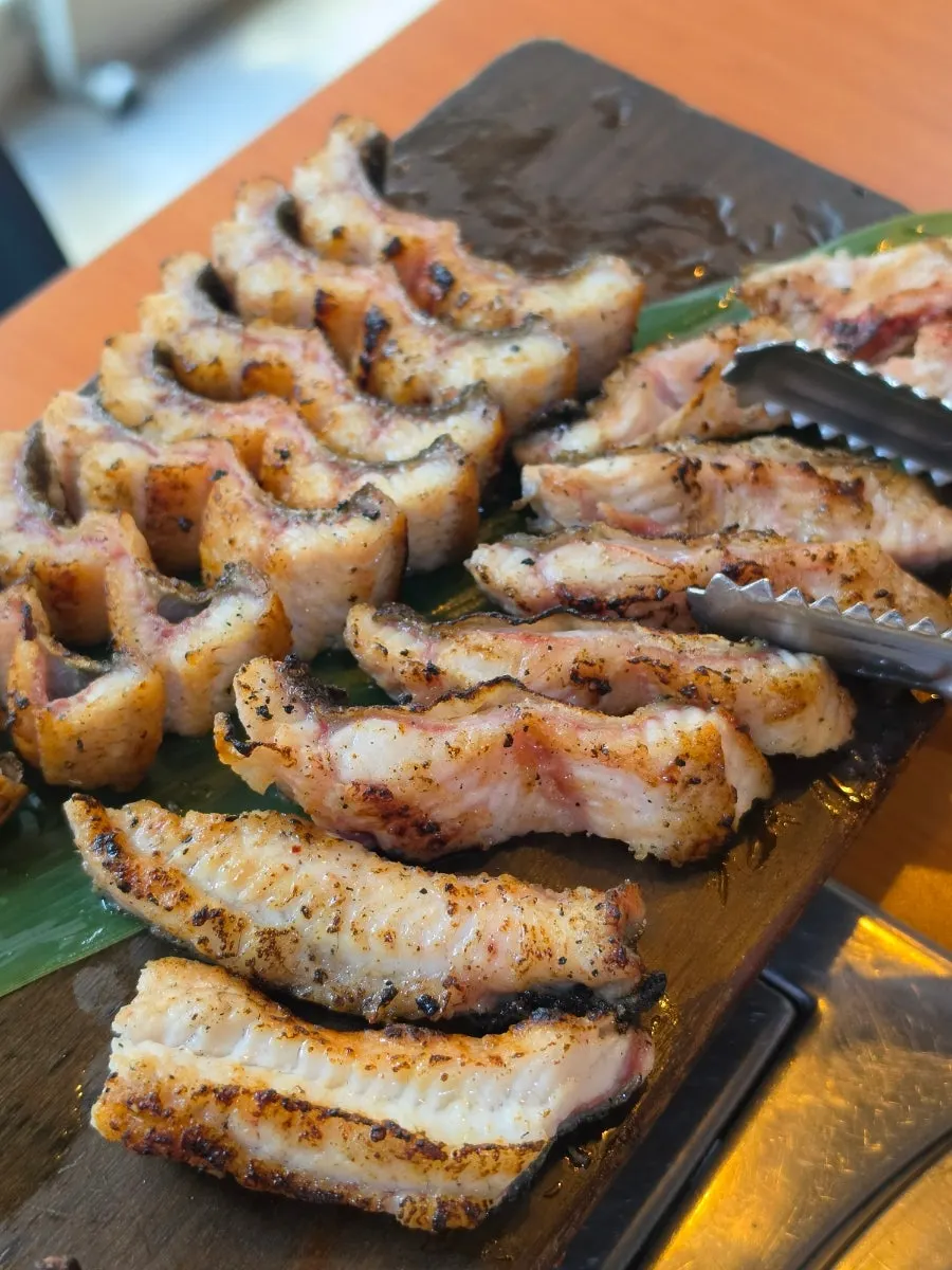 Eel and scallops on the charcoal grill