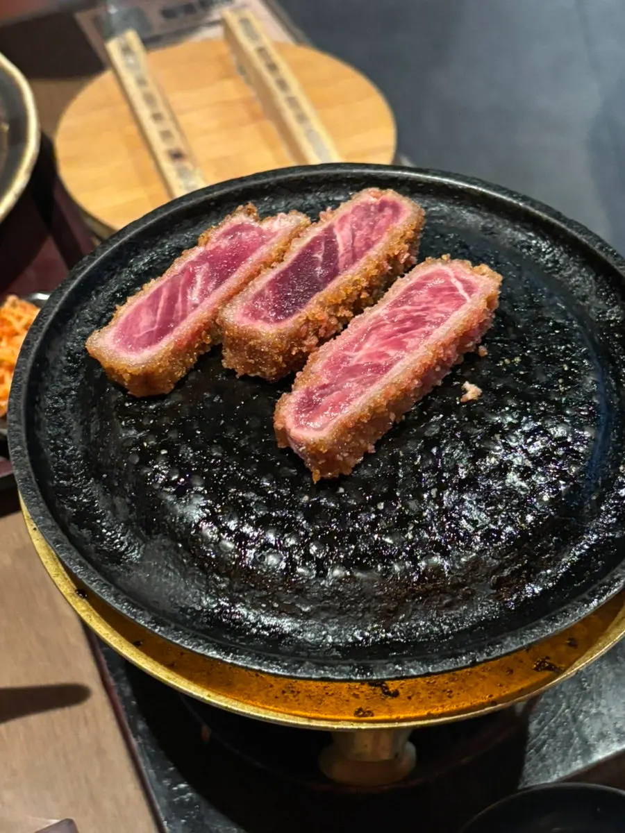 Gyukatsu placed on a personal brazier