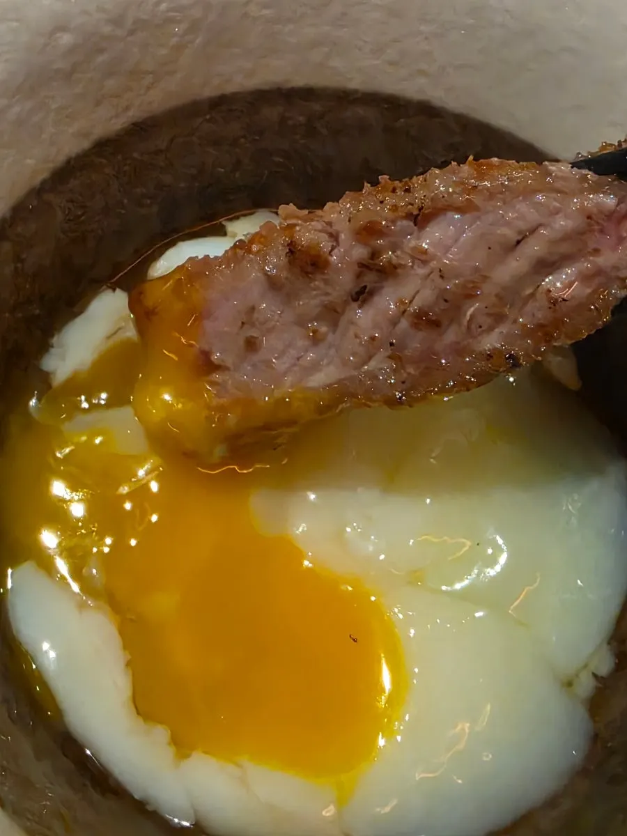 와사비와 명란을 올린 규카츠
