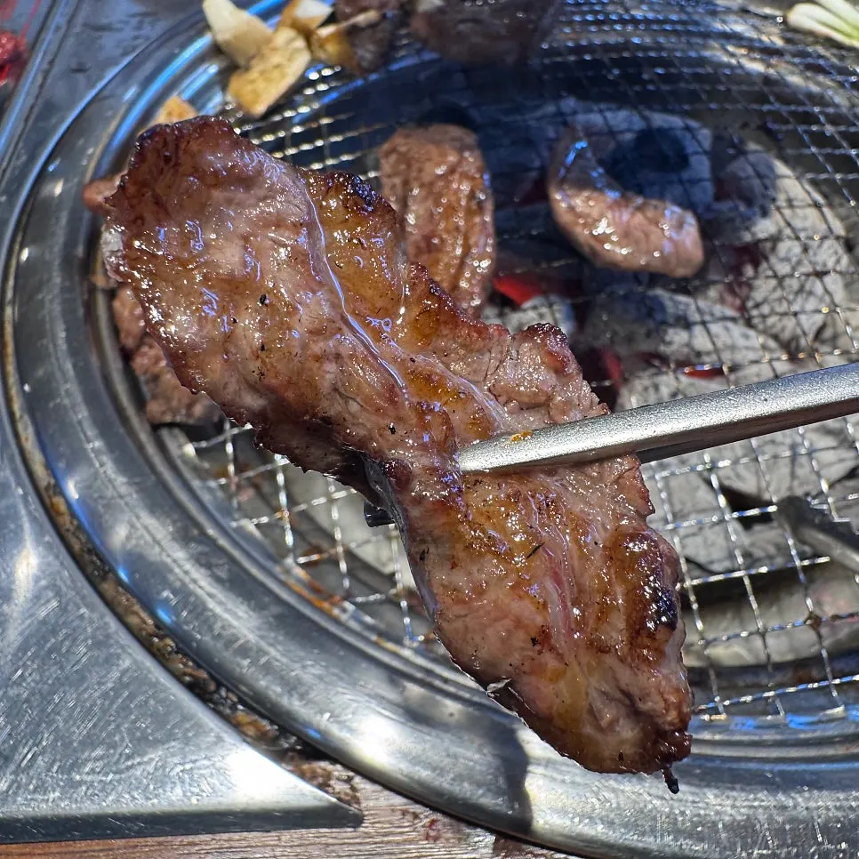 Grilled galbisal over charcoal