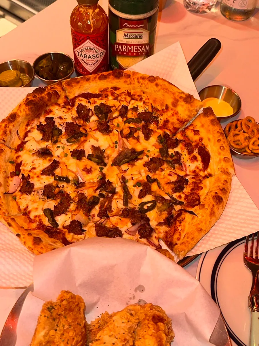A whole cheese-loaded Bulgogi Premium pizza