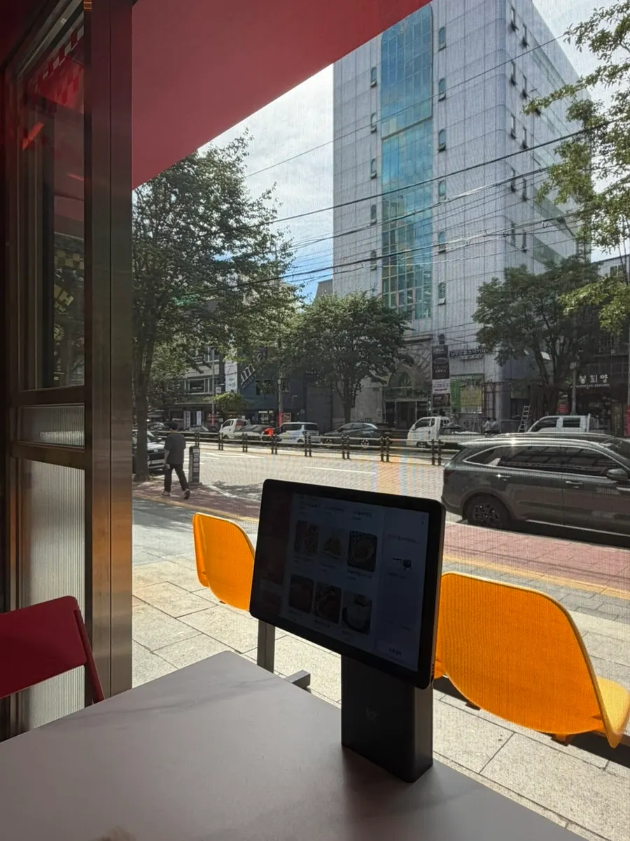 View of the street near Mapo Station from a window seat