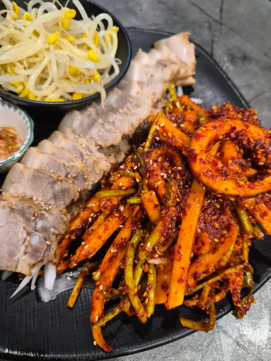 Close-up of moist bossam pork