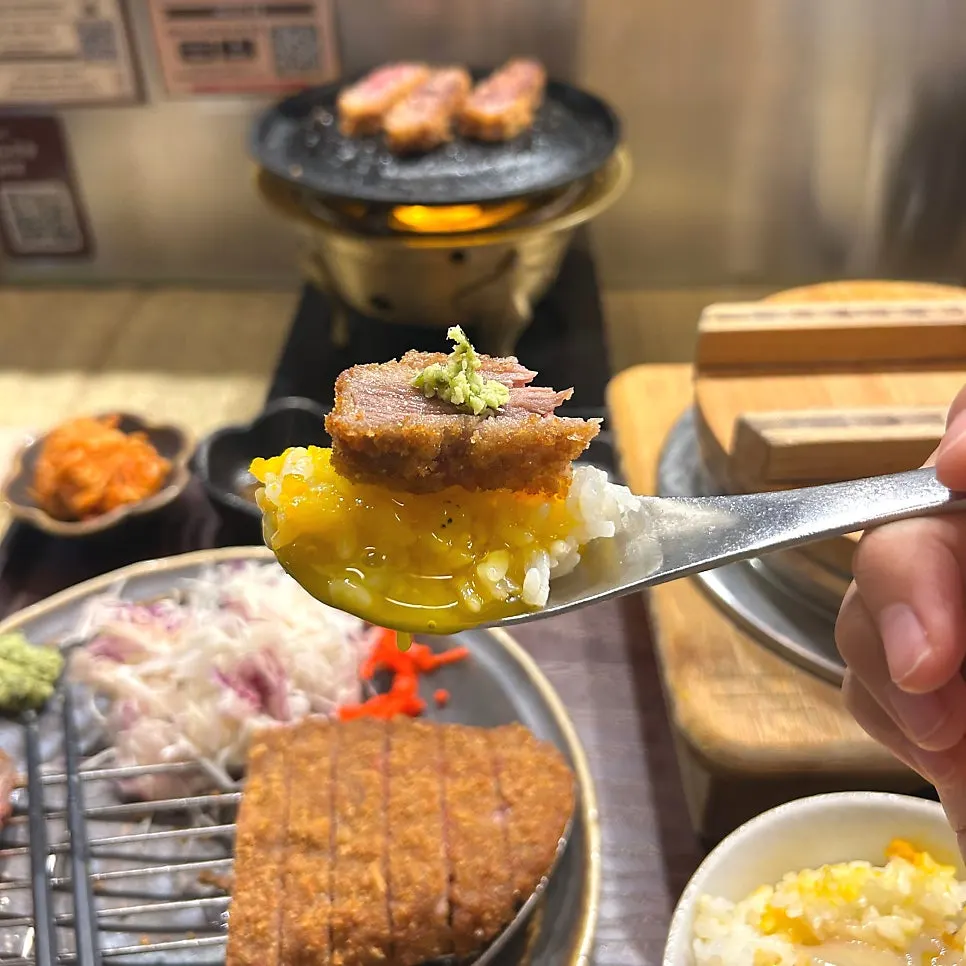 단호박 올린 신동진 쌀 솥밥과 온센 타마고