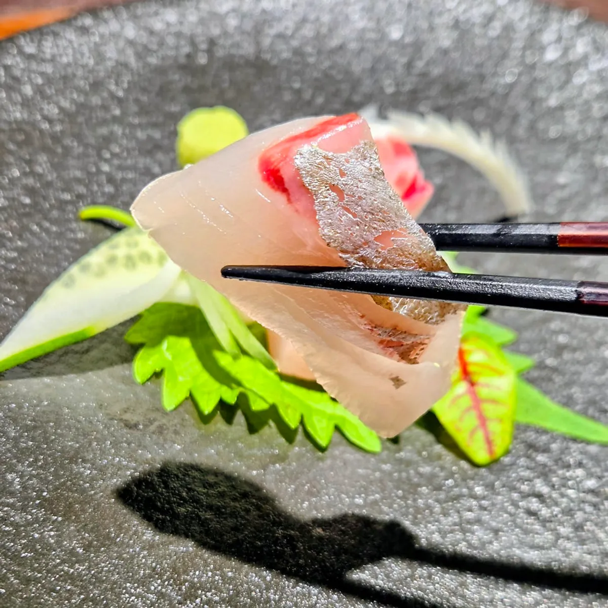 Close-up of the fresh sashimi cuts