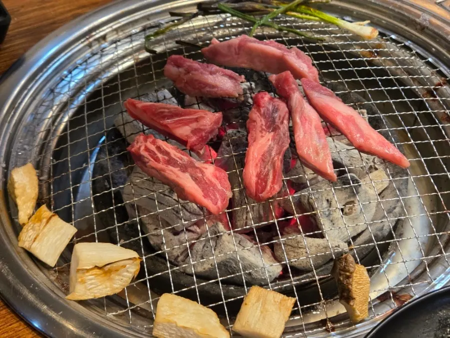 Marinated ribs grilling on the plate