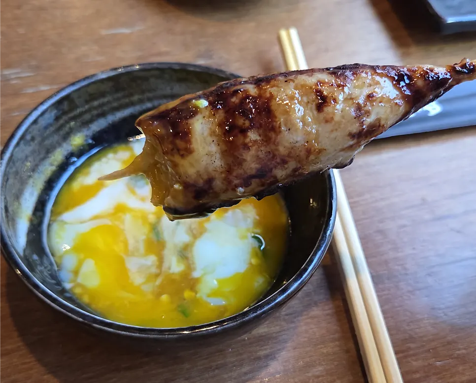 Final tsukune in the three-course yakitori