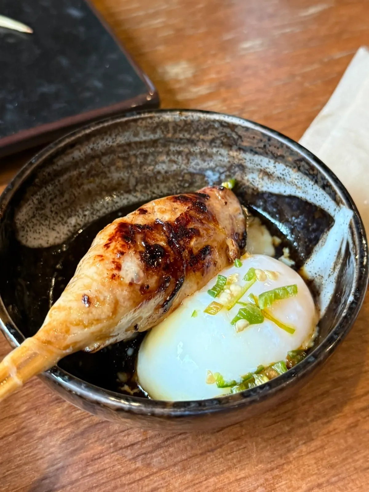 A plate of skewers from the 9-course set at Yakitori Shomong Mapo Station Branch