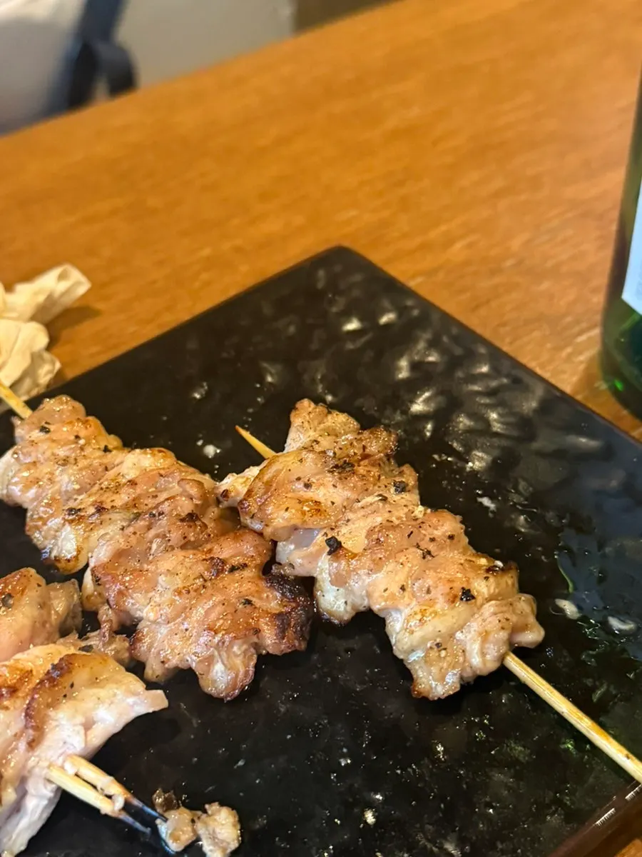 A yakitori skewer from the later part of the 9-course set